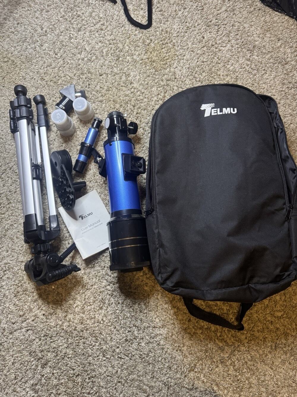 TELMU F40070M 70mm Astronomical Telescope Kit Tripod Backpack Eyepieces Manual